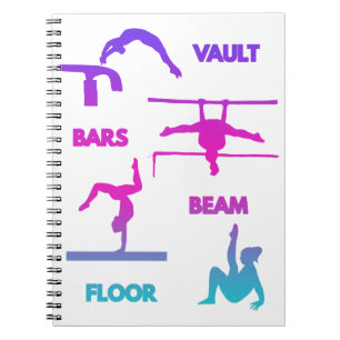 Caderno Espiral Gymnase Feixe-Bares Rosa Turquesa Púrpura
