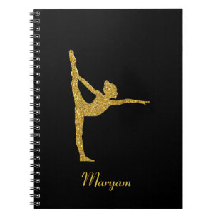 Caderno Espiral Gymnast Dourado de Glitter