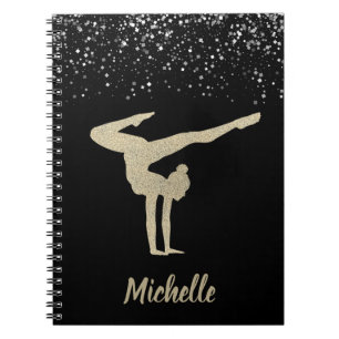 Caderno Espiral Gymnastics Dourado Glitter