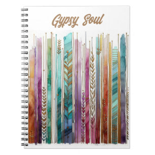 Caderno Espiral GYPSY Soul, artsy boho, abstrato de tinta