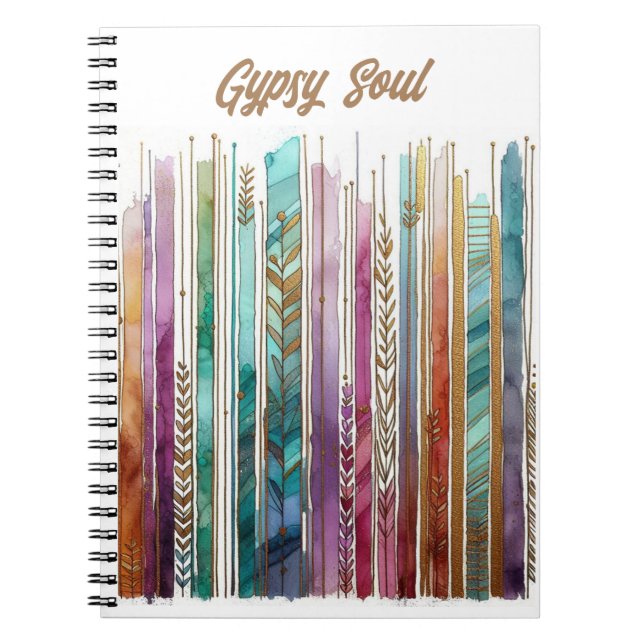 Caderno Espiral GYPSY Soul, artsy boho, abstrato de tinta (Frente)