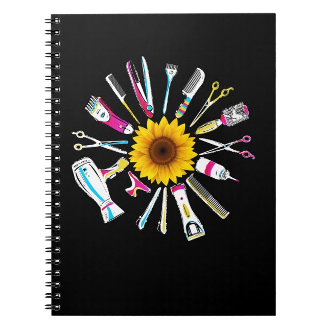 Caderno Espiral Hair Stylist Barber Tools Floral (Frente)