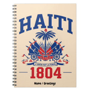 Caderno Espiral Haiti 1804 Bandeira Patriótica Vintage Gráfica Her