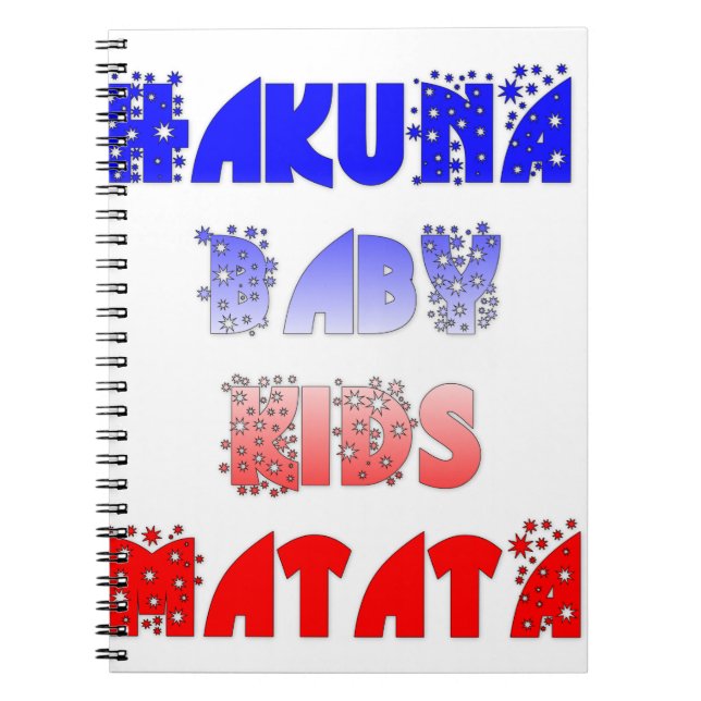Caderno Espiral Hakuna Matata Baby & Kids: Design de cor francesa (Frente)