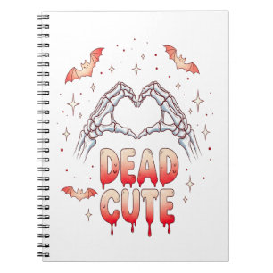 Caderno Espiral Hallloween Skeleton Mãos Coração, Morcego e Sangue