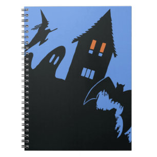 Caderno Espiral Halloween Antigo, Casa Assombrada Assustadora e Br