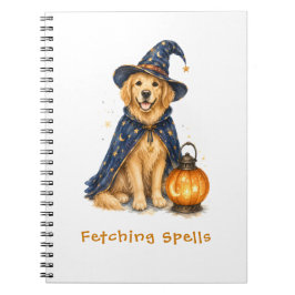 Caderno Espiral Halloween Cachorro Mágico Retriever Dourado