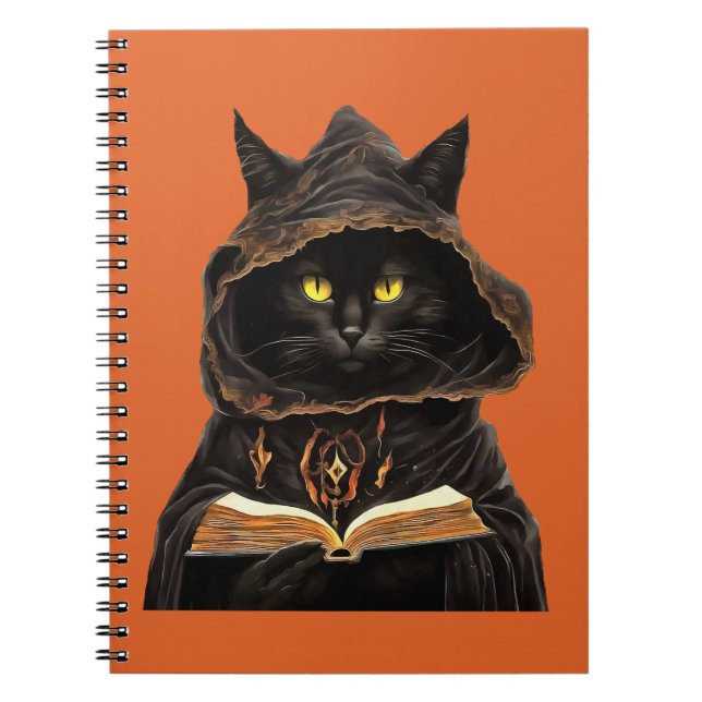 Caderno Espiral Halloween Cat Reading Preys Anatomy Spell List (Frente)