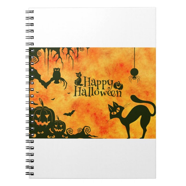 Caderno Espiral Halloween Cat Scary Surreal A Atmosfera (Frente)