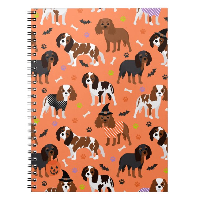 Caderno Espiral Halloween Cavalier King Charles Spaniel (Frente)