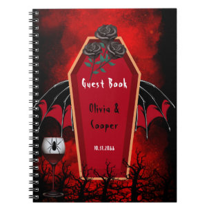 Caderno Espiral Halloween Coffin E Bat Wings Casando Livro de Conv