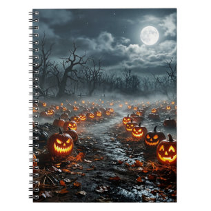 Caderno Espiral Halloween com Árvores Assustadoras e Jack O Lanter