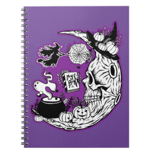 Caderno Espiral Halloween Crescent Moon Witold Skull