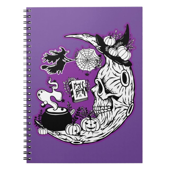 Caderno Espiral Halloween Crescent Moon Witold Skull (Frente)