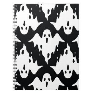 Caderno Espiral Halloween Ghost Spooky Sem Olhos Padrão