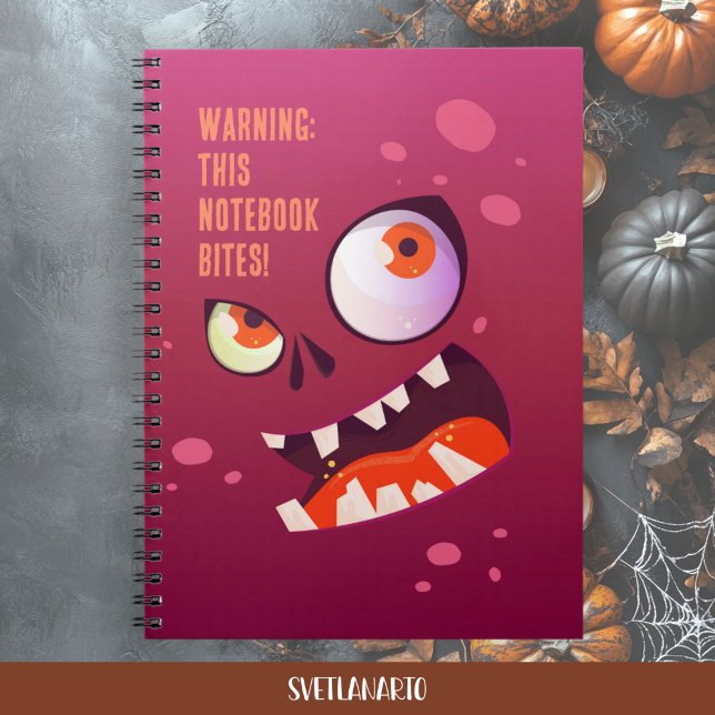 Caderno Espiral Halloween Goofy Eyed Zombie Face Spiral Notebook (Frontal view)