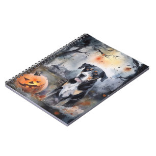 Caderno Espiral Halloween Grande Suíço Com Pumpkins Assustado
