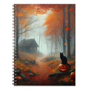 Caderno Espiral Halloween/outono/Outono/Abóbora/gato