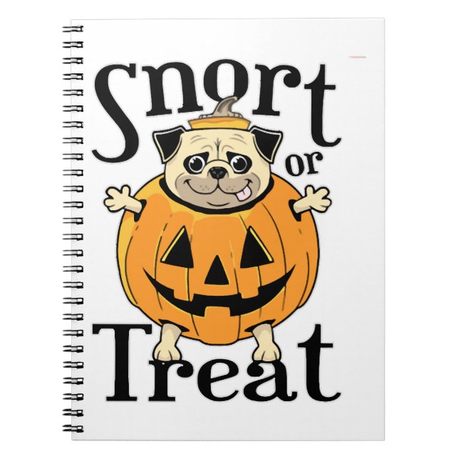 Caderno Espiral Halloween Pug (Frente)