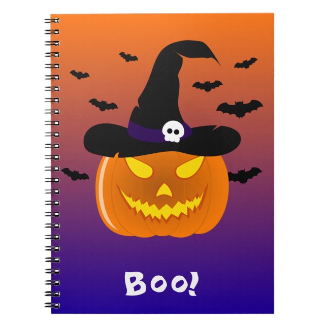 Caderno Espiral Halloween Pumpkin Jack o’ Lantern Withat (Frente)