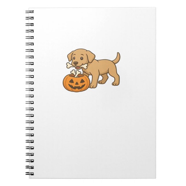 Caderno Espiral Halloween Pup com Ossos e Pal Pumpkin Clássico T (Frente)
