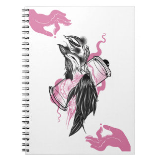 Caderno Espiral Halloween Raven com Lotus Mãos Arte Espiral Notebo