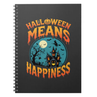 Caderno Espiral Halloween Significa Felicidade Vetor de Casa Assom