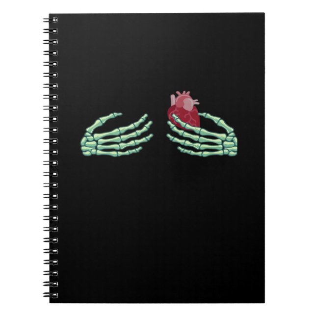 Caderno Espiral Halloween Skeleton Mãos com Cardíaco Clássico (Frente)