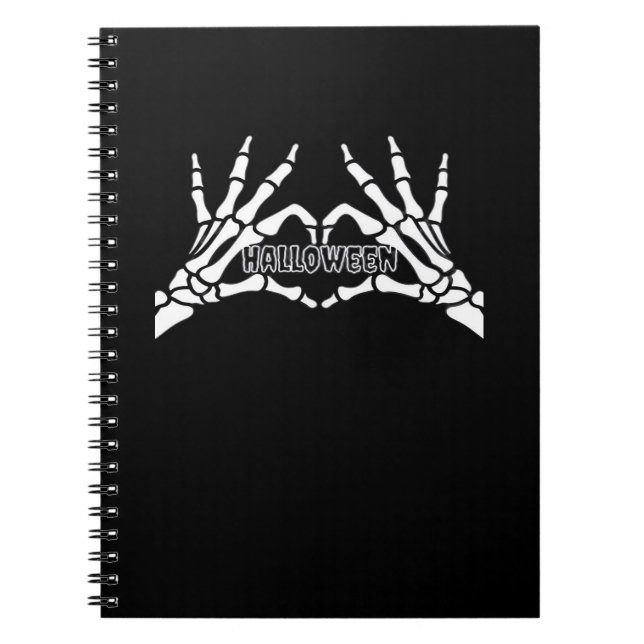 Caderno Espiral Halloween - Skeleton Mãos Coração (Frente)