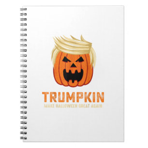 Caderno Espiral Halloween Trumpkin Engraçado - Slogan Parody Spook