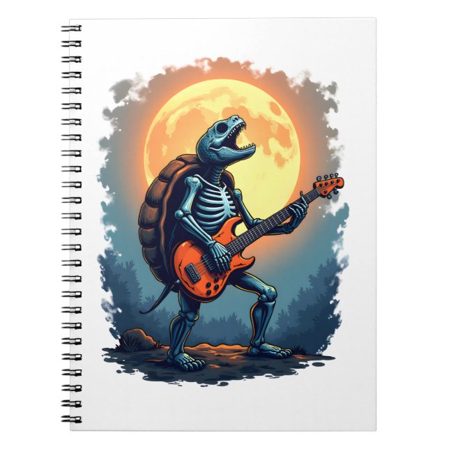 Caderno Espiral Halloween Turtle Skeleton Rocker Tee for Music Lov (Frente)