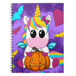 Caderno Espiral Halloween Unicorn Purple