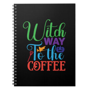 Caderno Espiral Halloween Witch Caminhando Para O Café