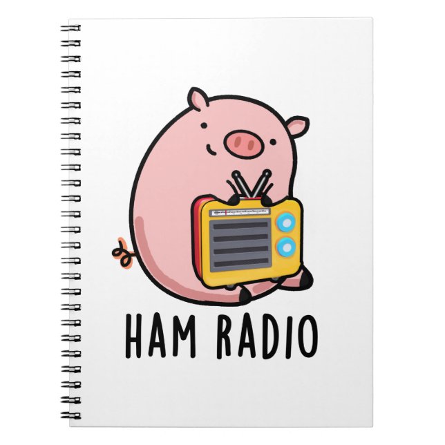 Caderno Espiral Ham Radio Funny Pig Pun (Frente)
