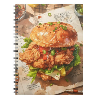 Caderno Espiral Hambúrguer de Frango Frito Gourmet Receitas Aquare