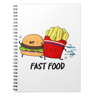 Caderno Espiral Hambúrguer e Batatas Fritas Engraçados Pun de Fast