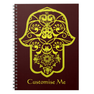 Caderno Espiral Hamsa Floral (Amarelo)