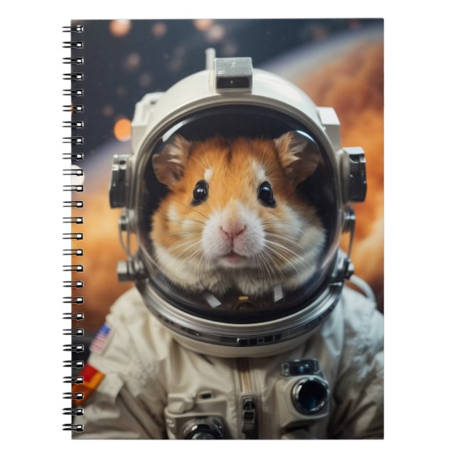 Caderno Espiral Hamster do Astronauta Espacial Exterior (Frente)