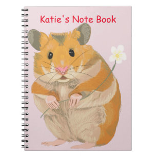 Caderno Espiral Hamster pequeno bonito que guardara uma flor