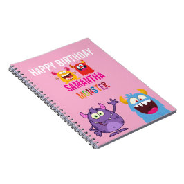 Caderno Espiral Happy Birthday FUN Monsters kids