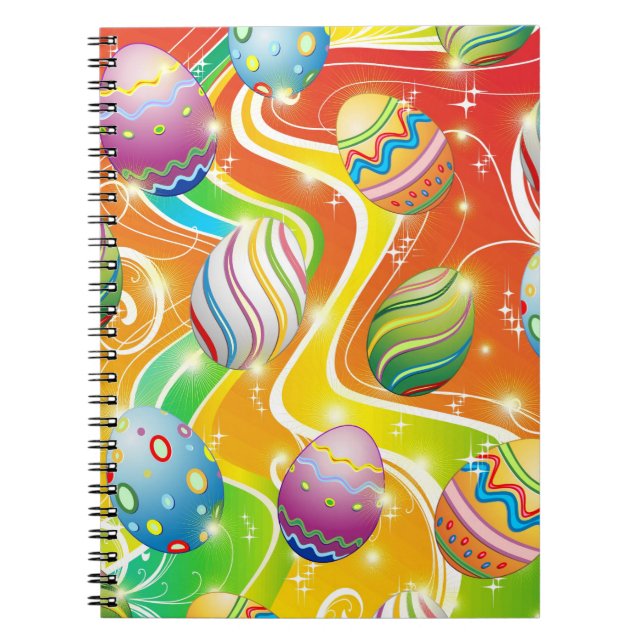 Caderno Espiral Happy Easter Eggs Festive Pattern (Frente)