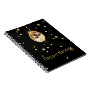 Caderno Espiral Happy Easter Gold Disco Ball