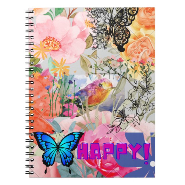 Caderno Espiral Happy Flower Power (Frente)
