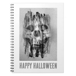 Caderno Espiral Happy Halloween. Distressed skull