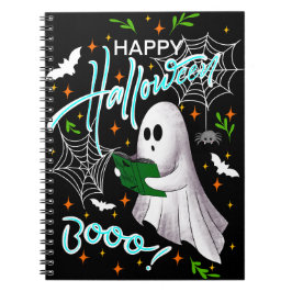 Caderno Espiral Happy Halloween reading ghost