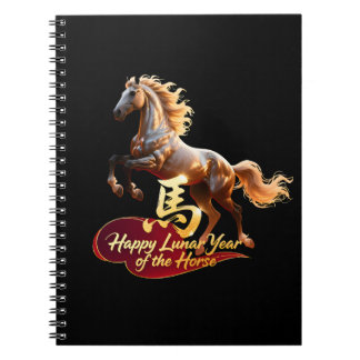 Caderno Espiral Happy Lunar New Year Majestic Golden Horse