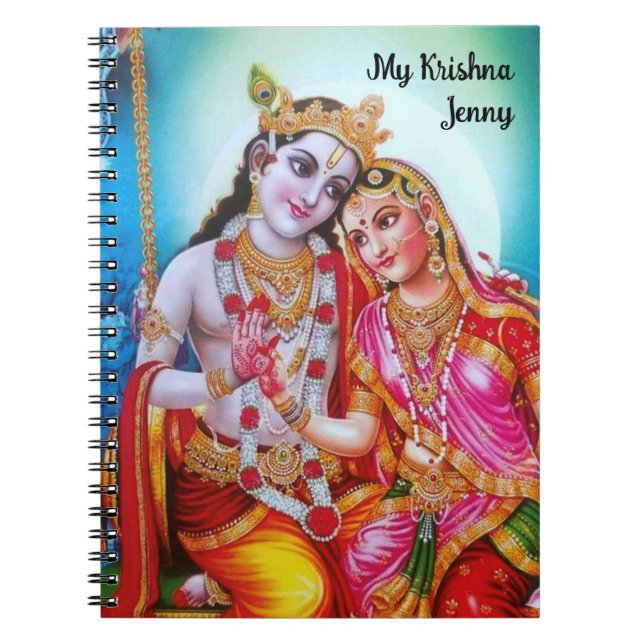 Caderno Espiral Hare Personalizado Radhey Hare Krishna art (Frente)