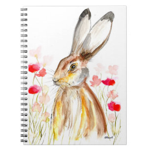 Caderno Espiral Hare Watercolor Páscoa Rabbit Animal Russo Floral