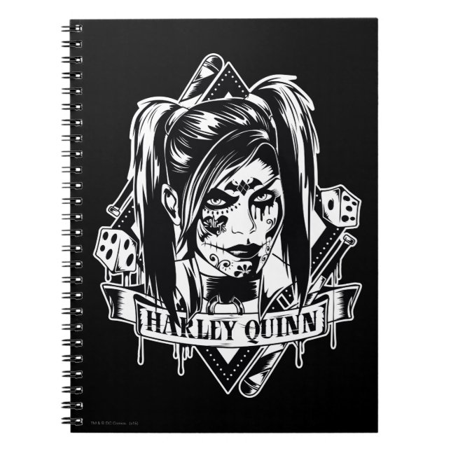 Caderno Espiral Harley Quinn Crachá (Frente)