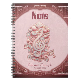 Caderno Espiral Harmonia a rosa, uma majestosa e estilizada clave